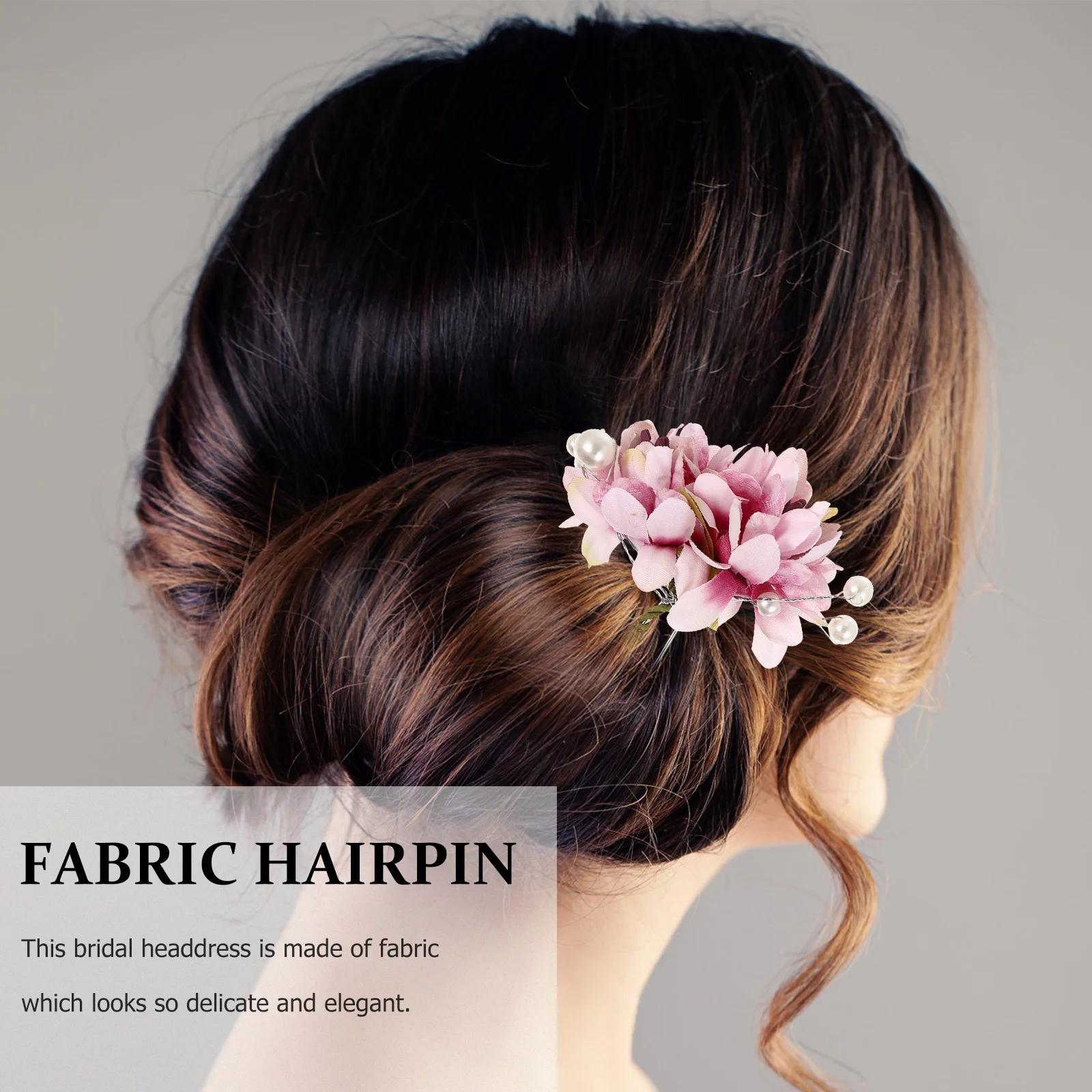 

3Pcs U-Shaped Flower Hairpins Pink Bridal Hair Clips Hairpin Wedding Bridesmaid Party Accessories
