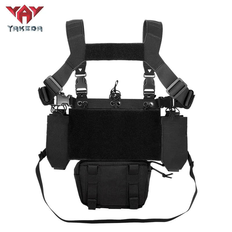 YAKEDA Tactical Chest Rig 1000D Laser-Cut Multifunctional Adjustable Tactical Outdoor Vest with Mag Pouches