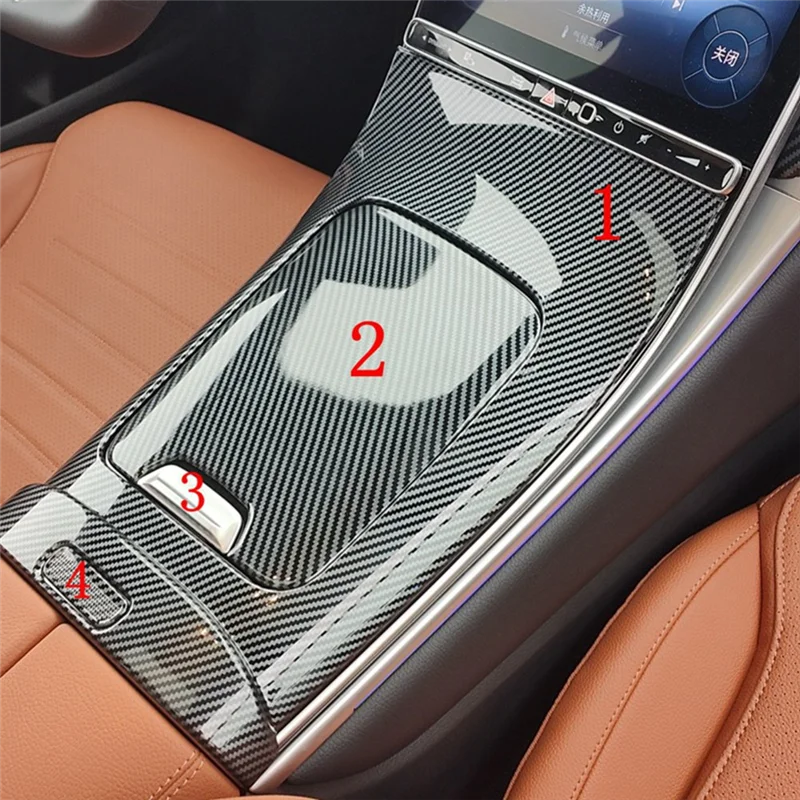 لوحة ناقل الحركة للسيارة غطاء كوب الماء المركزي لسيارة Mercedes Benz GLC Class X254 GLC260 GLC300 2023 لوازم السيارات (الكربون) #4