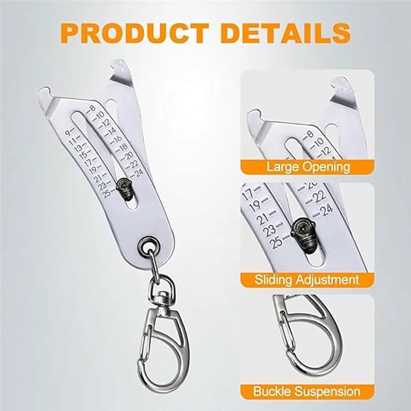 

AB66-Portable Precise Thread Size Checker Keychain Bolt And Nut Identifier Gauge Size Gauge Precise Bolt Size Finder Keychain