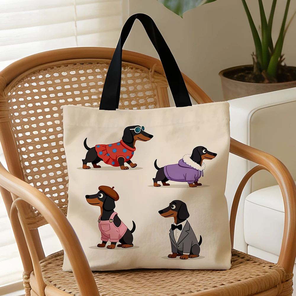 1pc Cute Stylish Dachshund Tote  Versatile for Commute/Outings, Carry these Fashionable Puppies