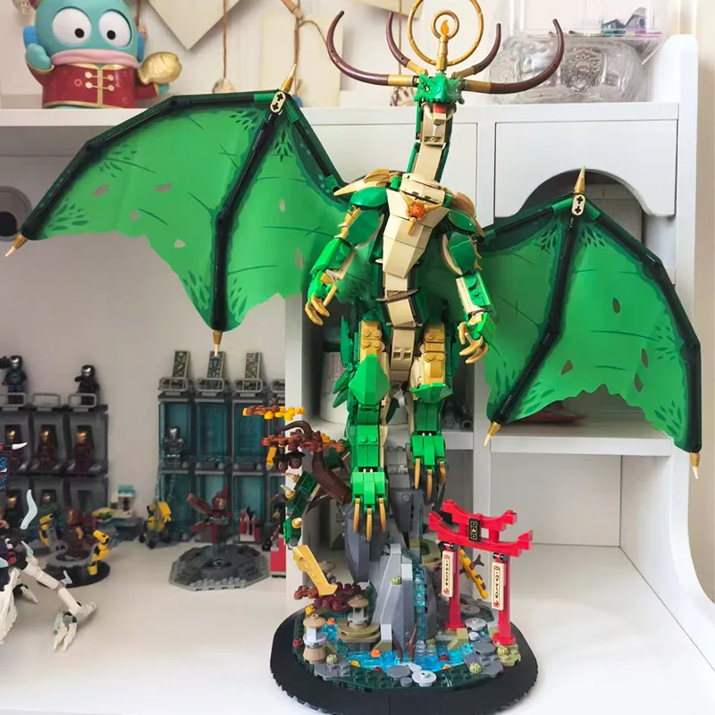 Nuevo MOC en stock, 1650 Uds., bloques de construcción MOC, dragón guardián verde, juguete ensamblado, regalo de decoración navideña de cumpleaños