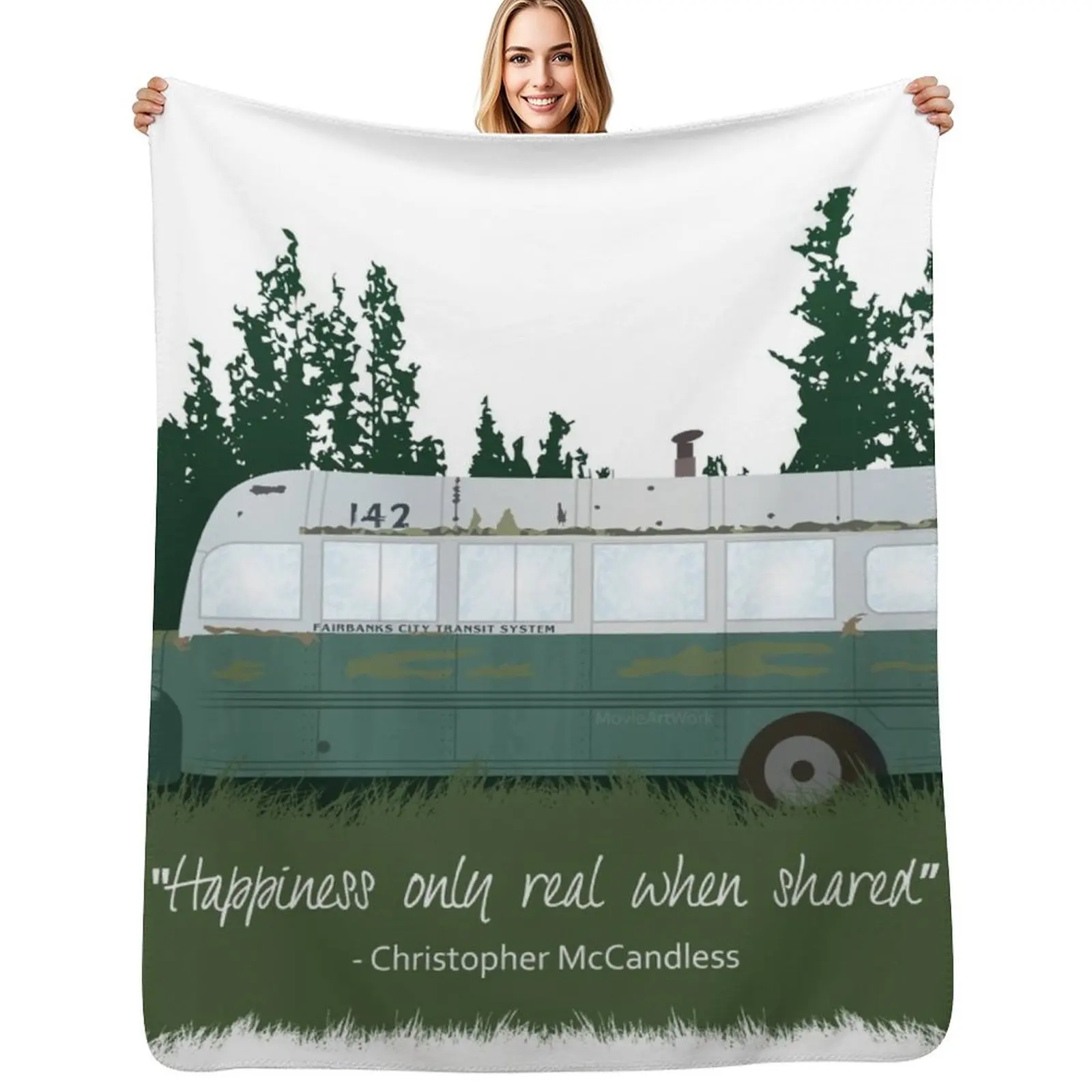 

Into The Wild - Bus 142 Throw Blanket Decorative Soft Throw Blanket for Couch Sofa