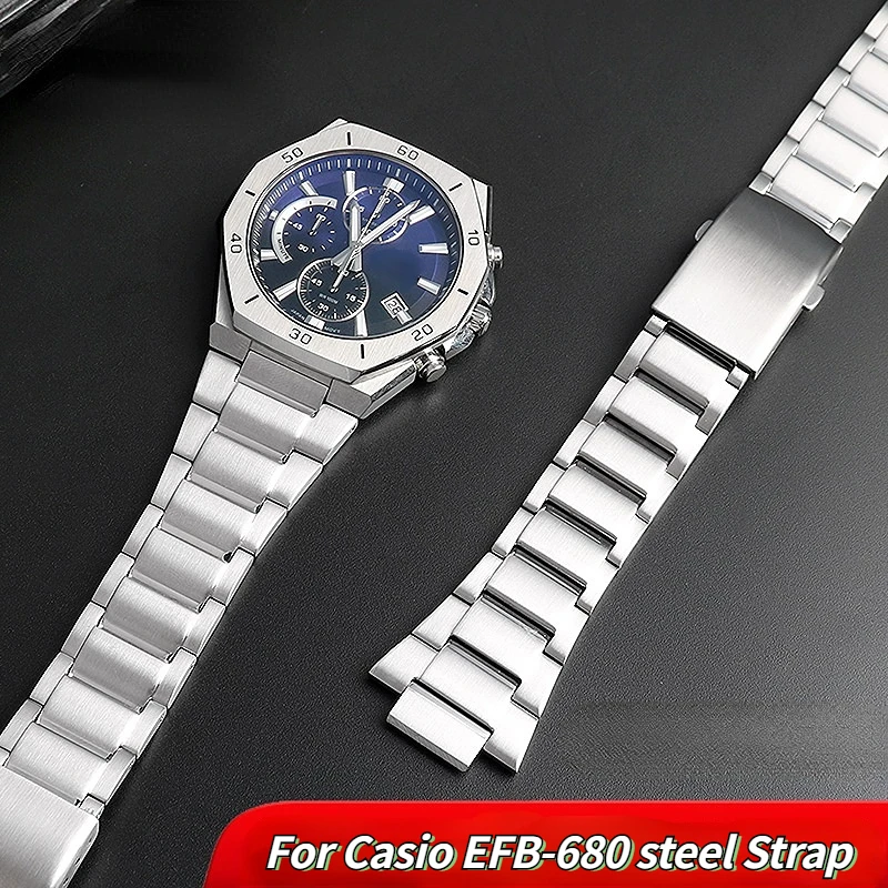 For Casio Watchband Edifice Metal Stainless steel Strap Farm Oak EFB-680 Men\'s 5579 Watch Chain 14mm Folding buckle bracelet