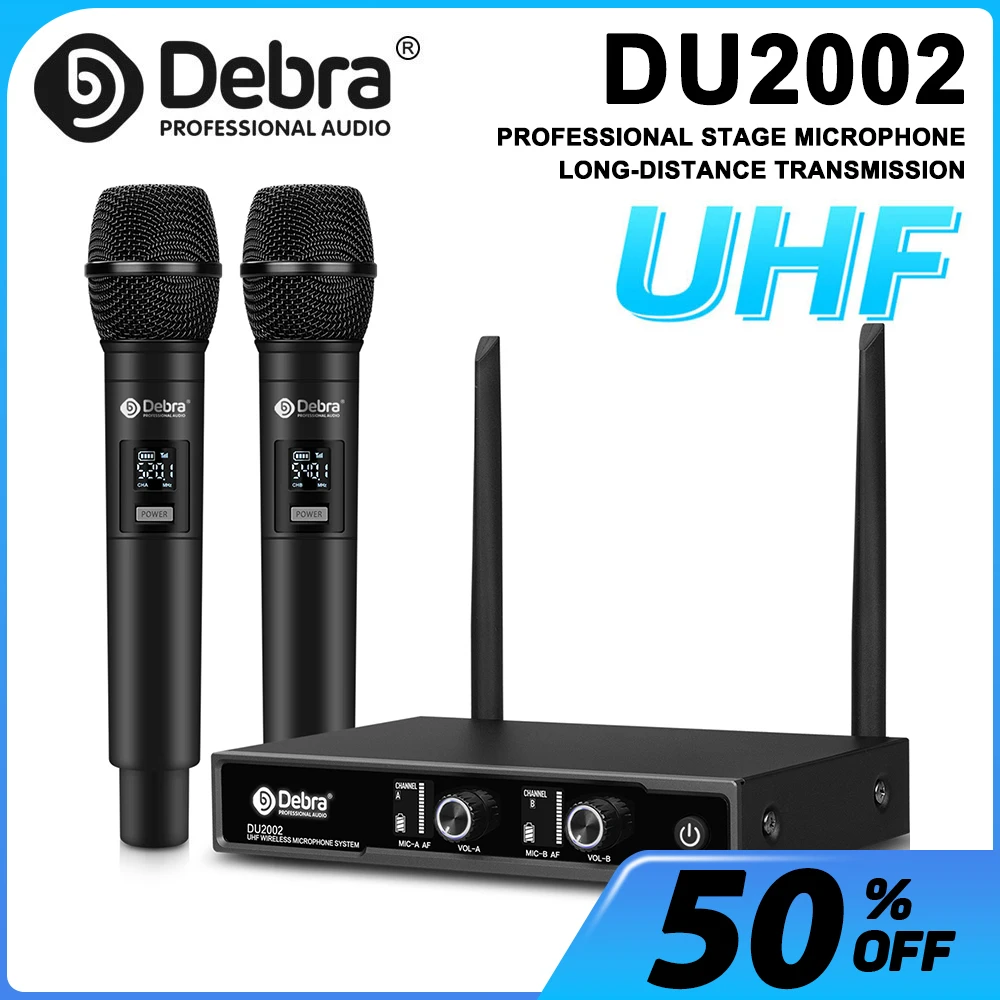 

Debra DU-2002 Wireless Handheld Microphone Mic, UHF, Lavalier, Headworn Microphone, for Stage Performance, Conference, Wedding