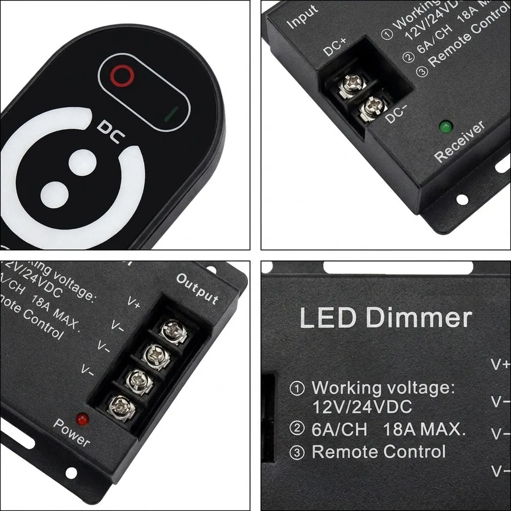 12V 24V LED Dimmer Temperature Instrument Single-channel 12-24 V LED Strip Dimmer Touch Control Responsive Touch Panel