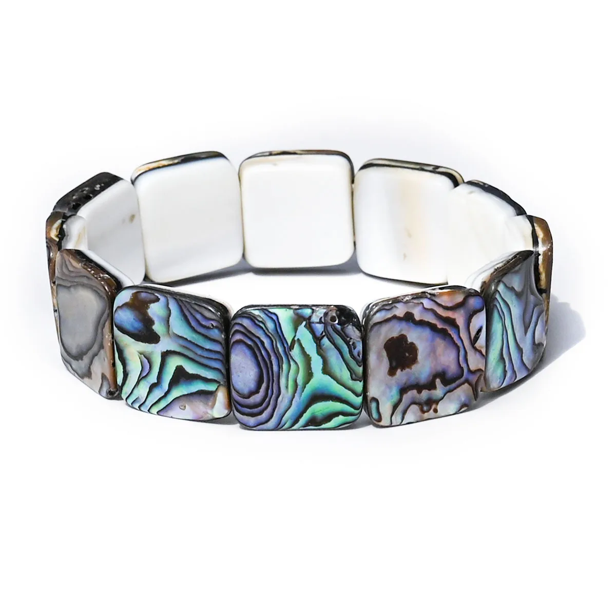 

Fashionable Natural Iridescent Abalone Shell Polished Square Oval Straight Hole Beads DIY Accessories Gifts for Bracelet Jewelry