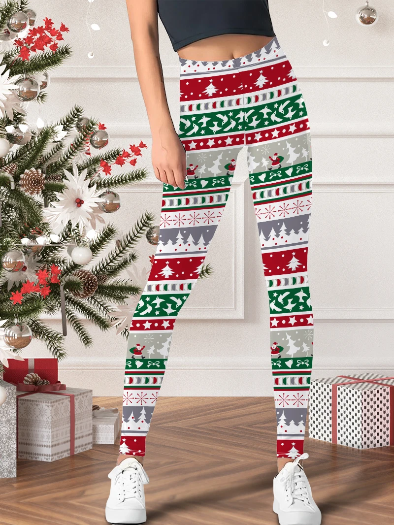 Women's home daily Christmas trousers festive daily fun holiday pattern printed leggings