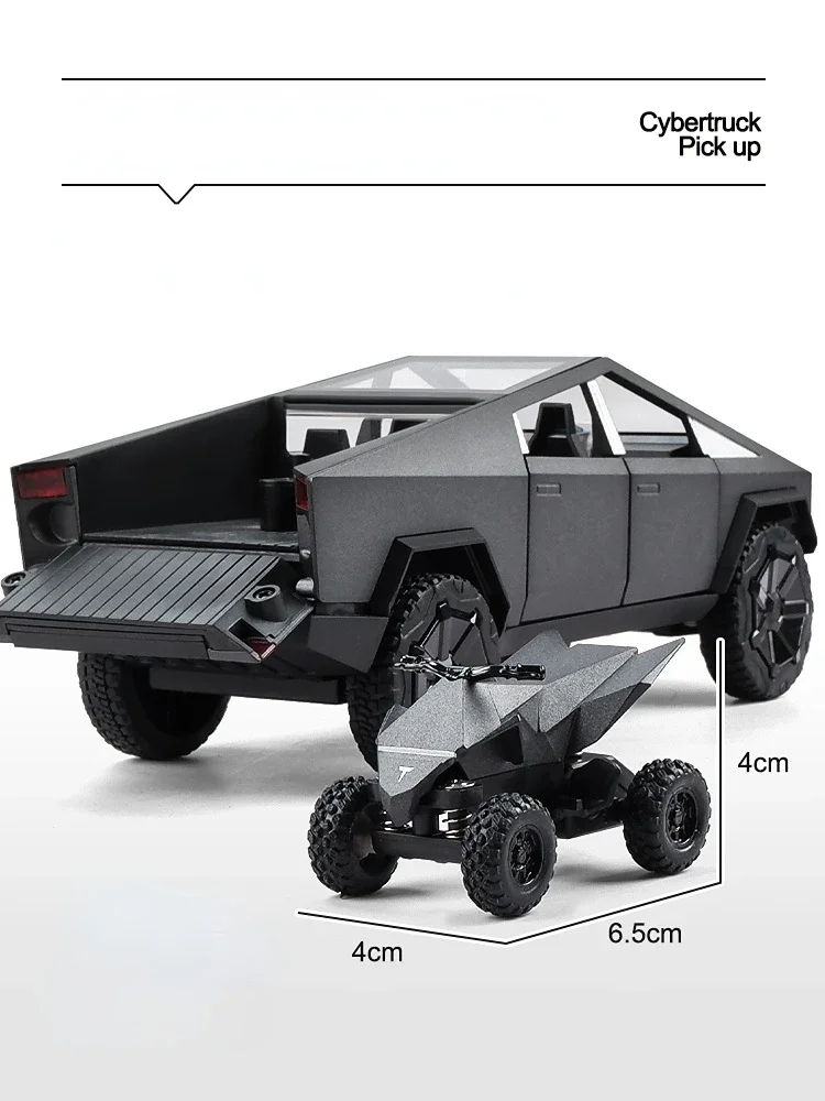 Telas Cybertruck Pickup Car Model Diecast 1/24 Simulation Alloy Off-road Vehicle Toys Children‘s Truck Model Kids Gift Mini Car