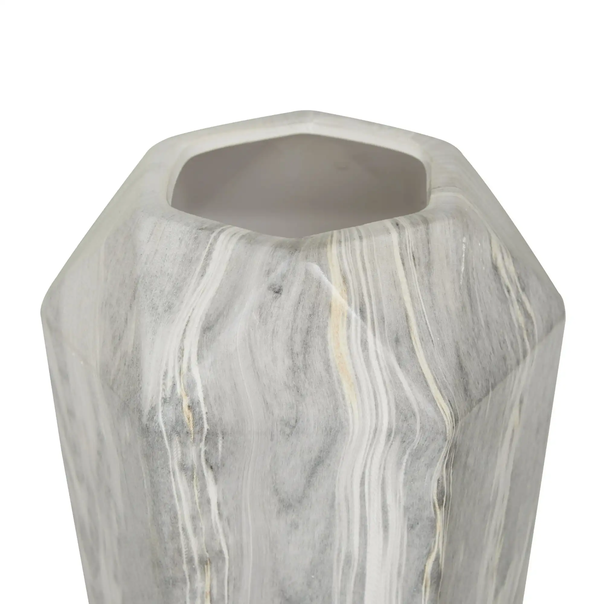 DecMode 14" Kunstmarmor-Vase aus schwarzer Keramik
