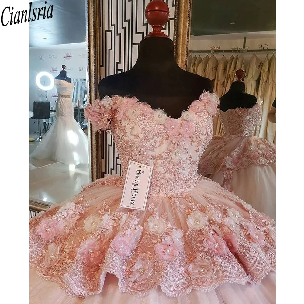 Roze Prinses Quinceanera Jurk 2022 Uit De Schouder Baljurk Kralen Sweet 16 Jurken Vestidos De 15 Anos