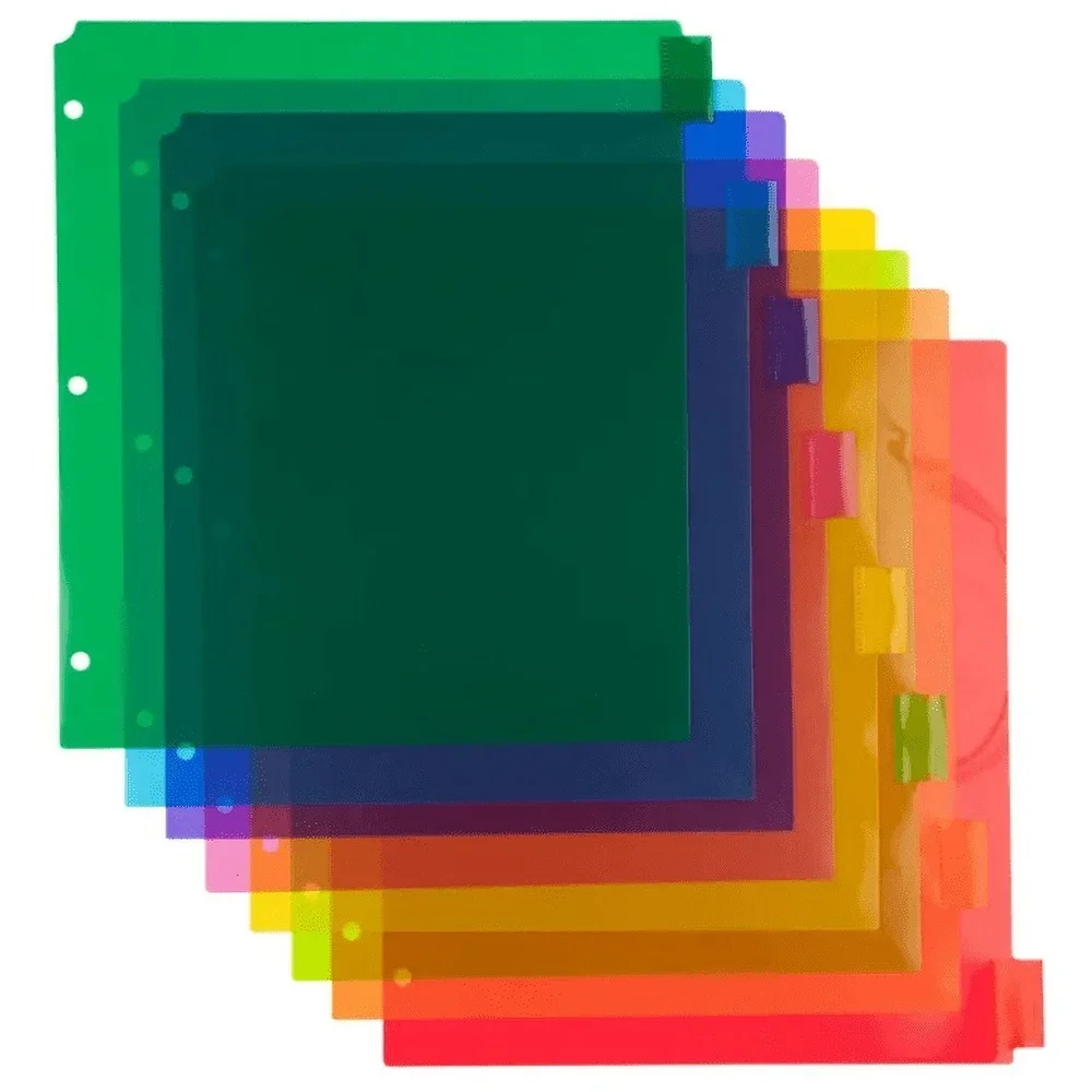 Divisori in plastica multicolore a 8 linguette con inserti vuoti Raccoglitori per organizzare la scuola, l'ufficio, la casa, 9,75 x 11,5 pollici