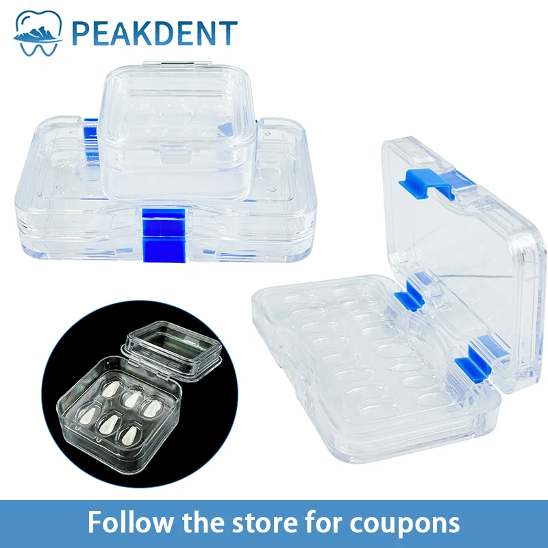 Transparent Dental Box Denture Storage Box with Film Membrane for Crown and Bridges Tooth Box With 6/16 Hole Dentistry Materials