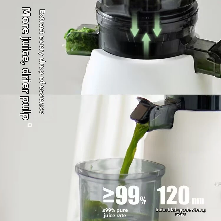 Exprimidor automático doméstico de gran calibre, separación de jugo de escoria de baja velocidad, acero inoxidable 304 de calidad alimentaria, fácil de limpiar - Image 4