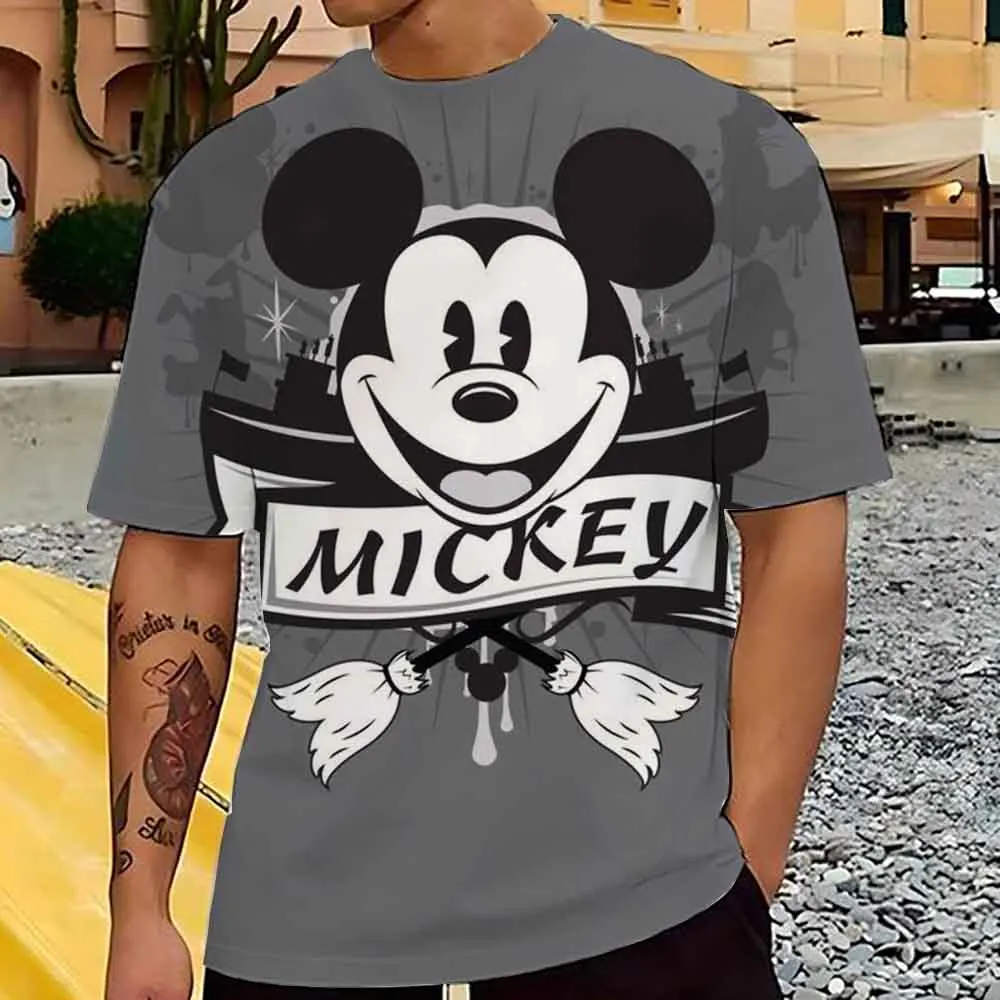 Miniso Men Disney Mickey Mouse T-Shirt Summer Boy Street Fashion Casual Sports Loose O Neck Quick Dry Short Sleeve Clothing Kid