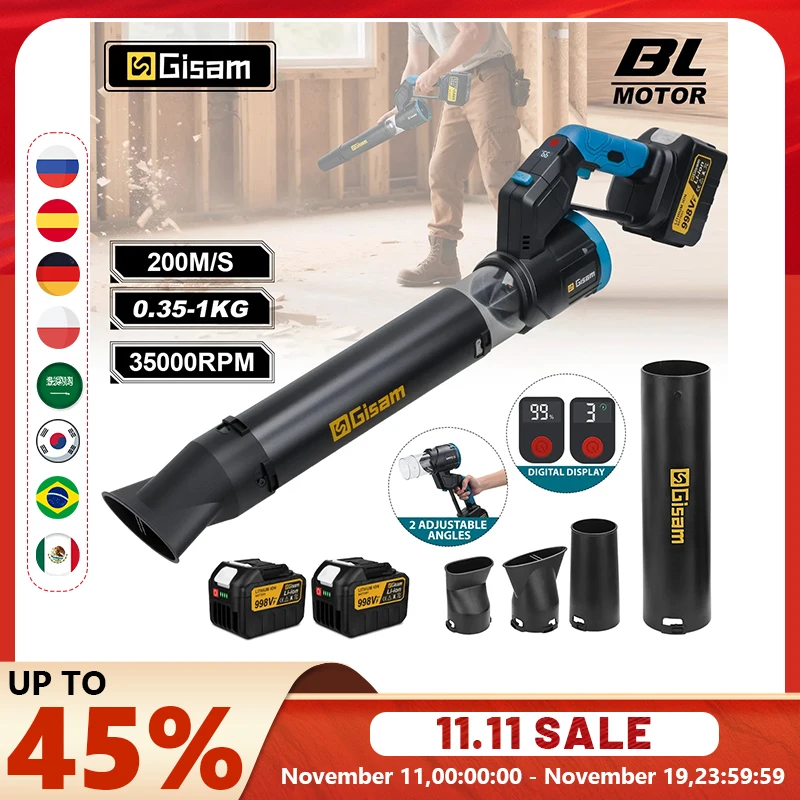 Gami – ventilateur Turbo électrique sans balais, 35000 tr/min, souffleur d'air portatif pour feuilles, soufflage de poussière pour broches de batterie Makita 18V