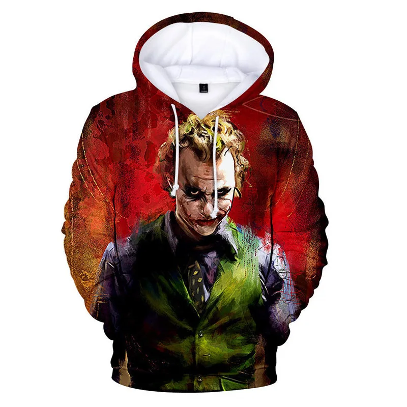 3D Printed Hooded Children Retro Long Sleeve Joker Resurrected Series Hooded Sweatshirt 3D Digital Printed Mask Width