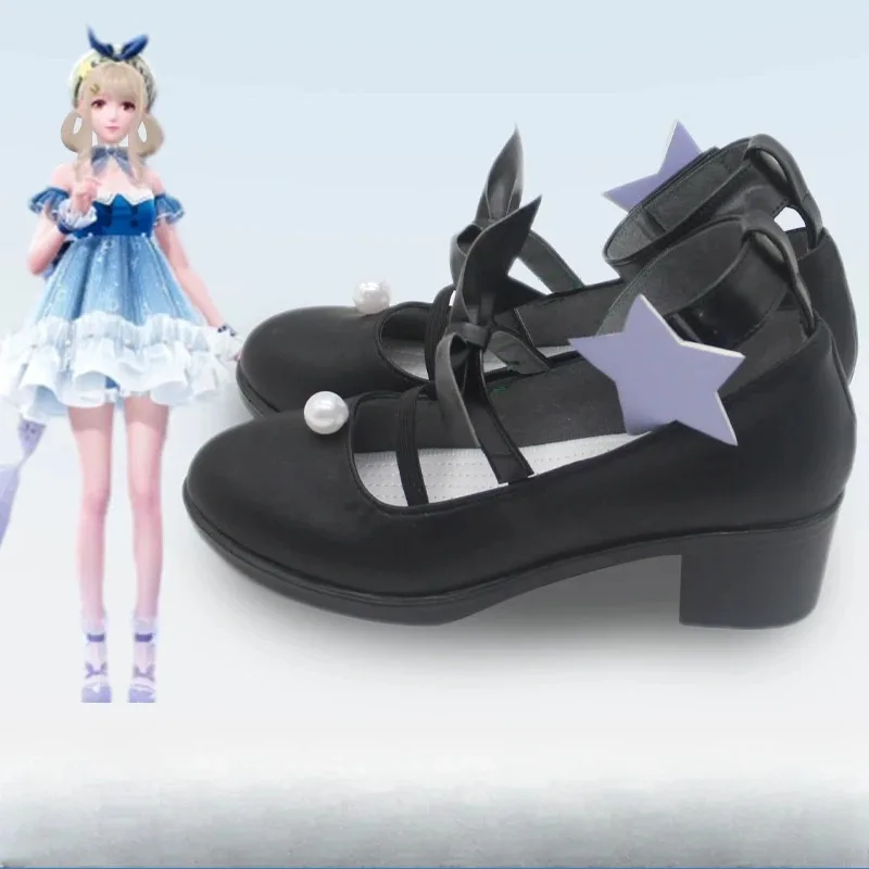 Lqgame infinito nikki sussurrando bolhas espumante viagem cosplay sapatos preto lolita sapatos para festa de halloween mulher meninas customiz