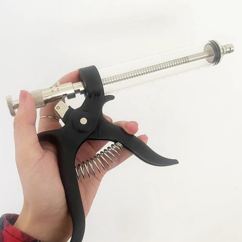 1 Pc Veterinary Animal Continuous Injection Syringe Revolver 50ml Plastic Handle Automatic Vaccination Gun for Cow Pig Sheep