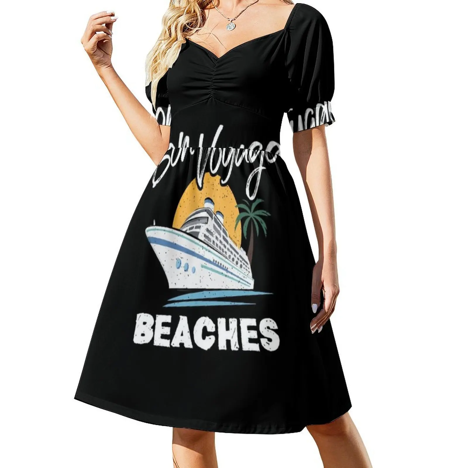 فستان كاجوال على الطراز الكوري من Bon Cruise Ship Beaches Graphic Cruising للنساء، فساتين بسيطة يومية للمكتب للسيدات، سفينة بون كروز