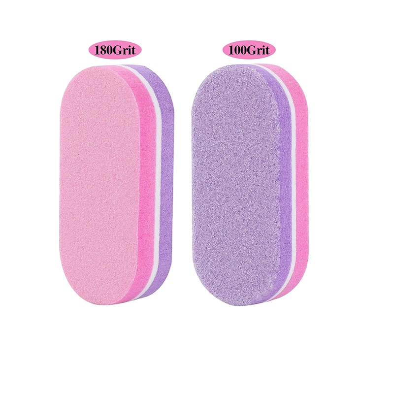 100Pcs Sponge Nail File Buffers100/180 Grit Mini Nail Files Block For Acrylic Natural Nails Double-Sided Manicure Pedicure Salon