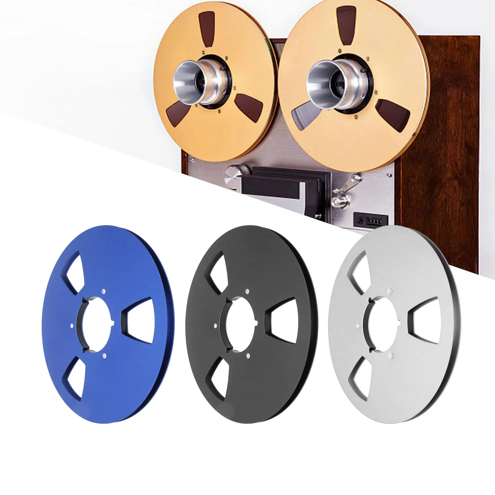 شريط الصوت بكرة فارغة 3 فتحات عالية القوة سبائك الألومنيوم 1/4 10.5 بوصة بكرة الشريط الفارغة لمشغل الشريط بكرة إلى بكرة