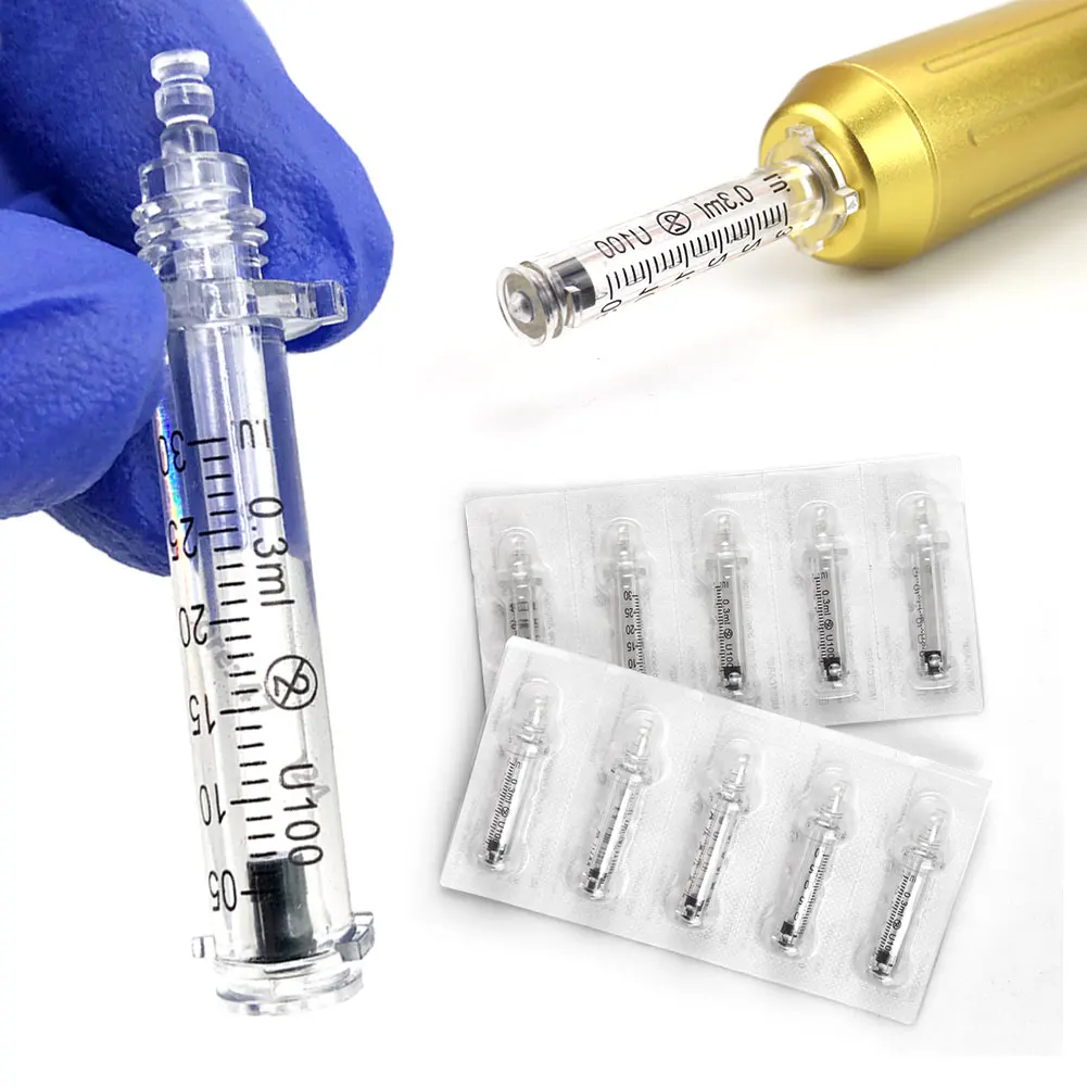 

0.3ml 0.5ml Disposable Ampoule Head Cartridge for Hyaluron Pen Mesotherapy Hyaluronic Acid Pen Anti Wrinkle Lip Injection