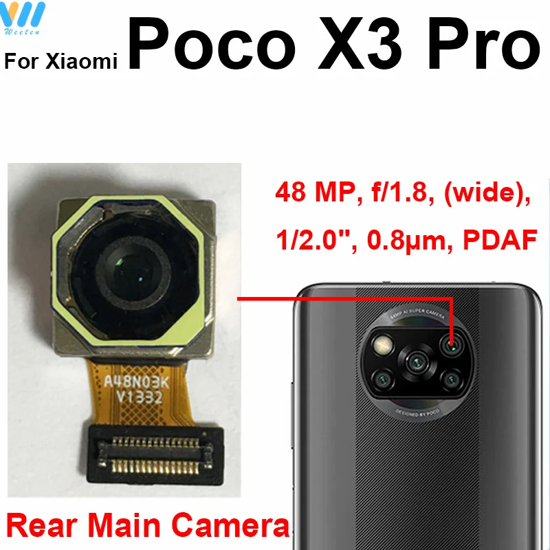 Front Rear Camera For Xiaomi Pocophone POCO X3/X3 NFC/X3 Pro Main Back Front Selfie Samll Facing Camera Flex Cable Repair Parts