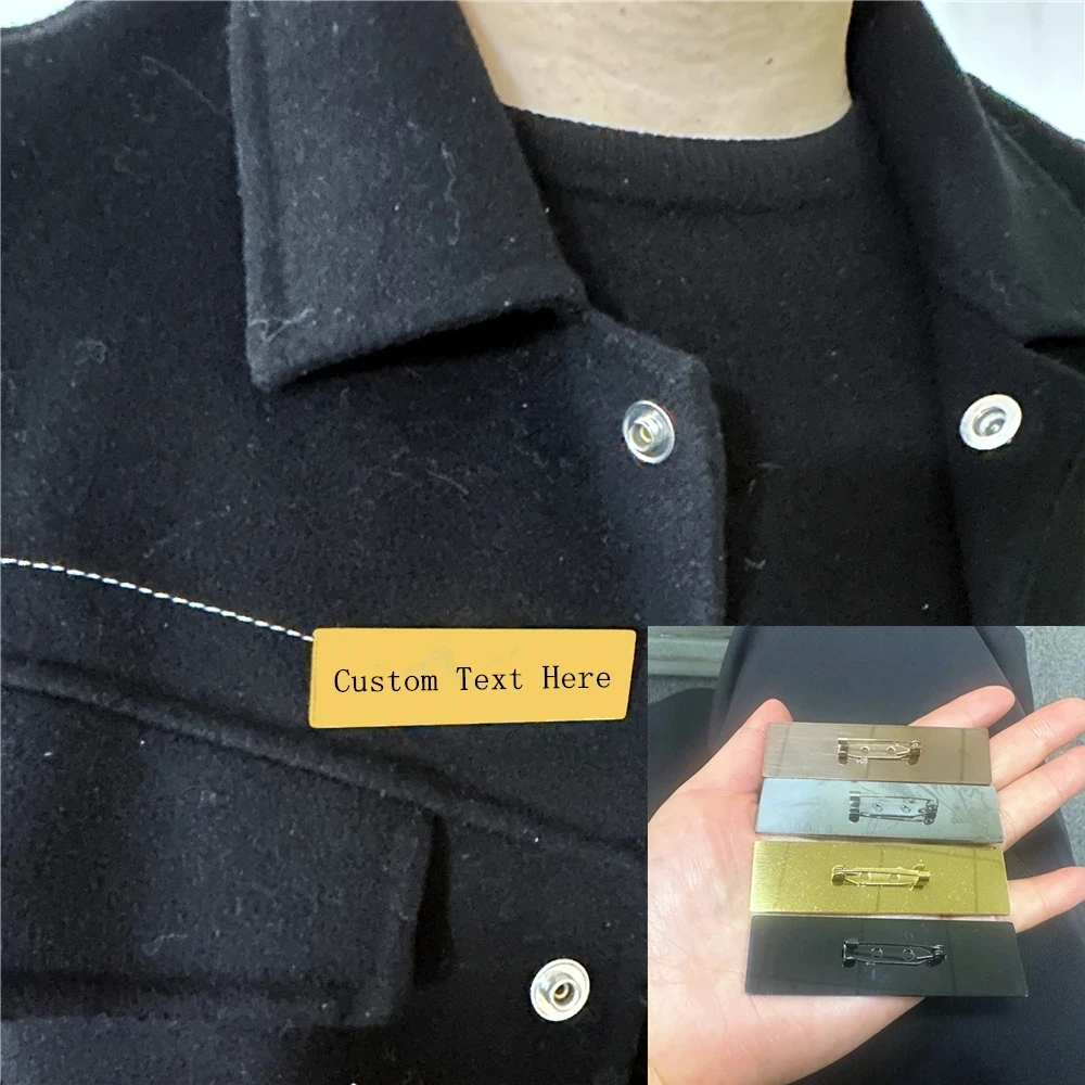 New Personalized Adhesive Mailbox Badges Stainless Steel 7*2cm Brooch Engrave Name Text Double Sided Plate Magnet ID Door Tag