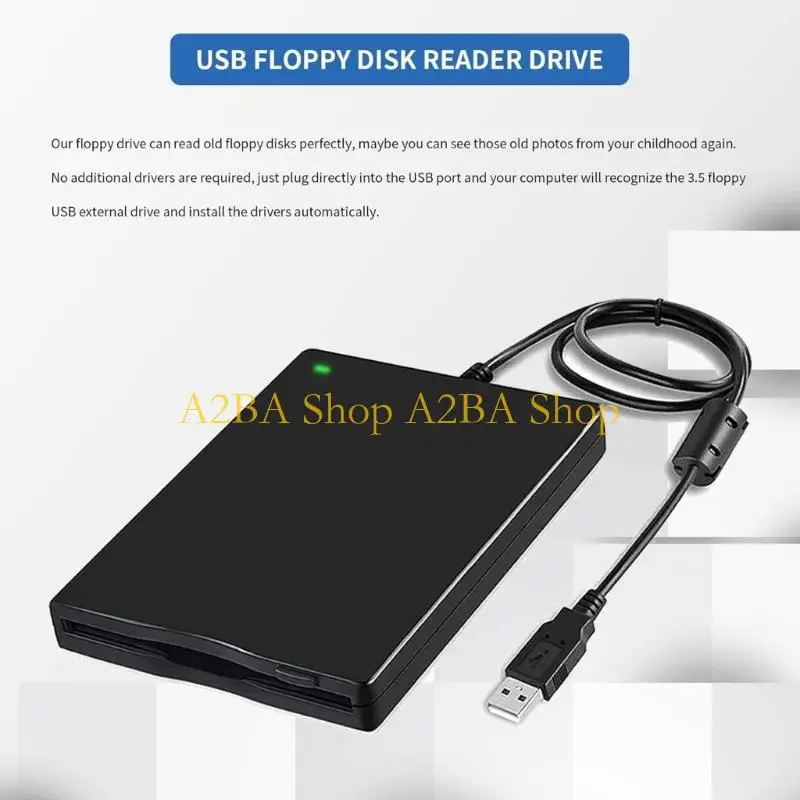 A2BA 3.5inch External USB Floppy Disk Reader Drive For Office Use And Personals Data Storage