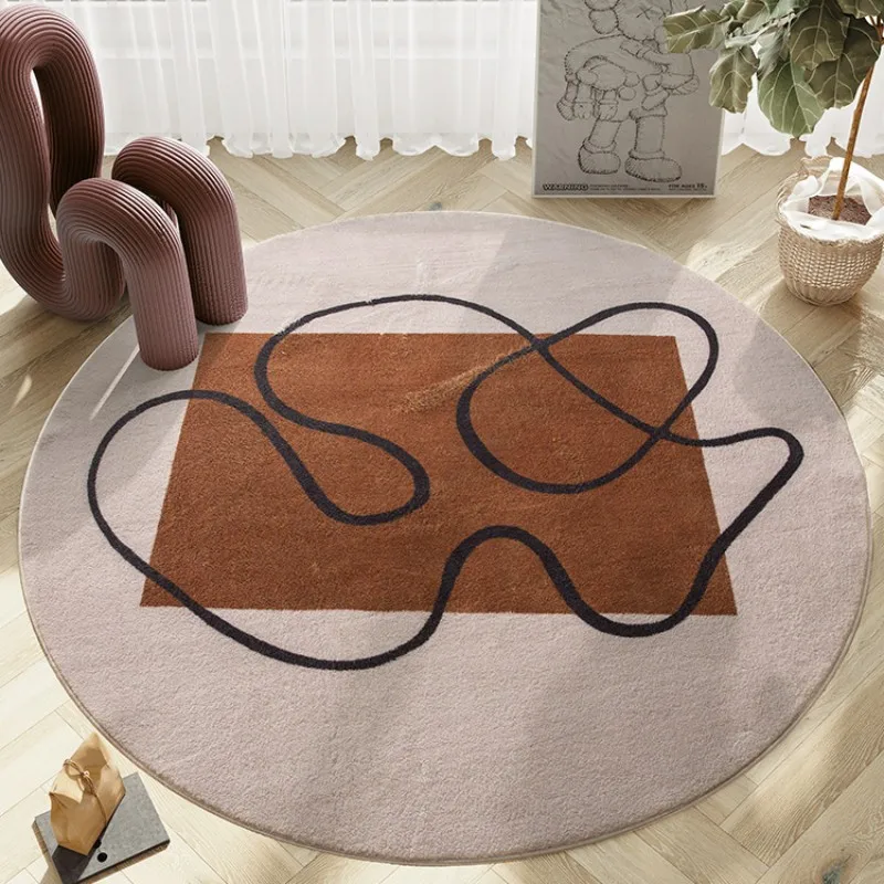 

Modern Minimalist Bedroom Decor Round Rug Fluffy Soft Cloakroom Non-slip Mat Home Plush Carpet Nordic Carpets for Living Room