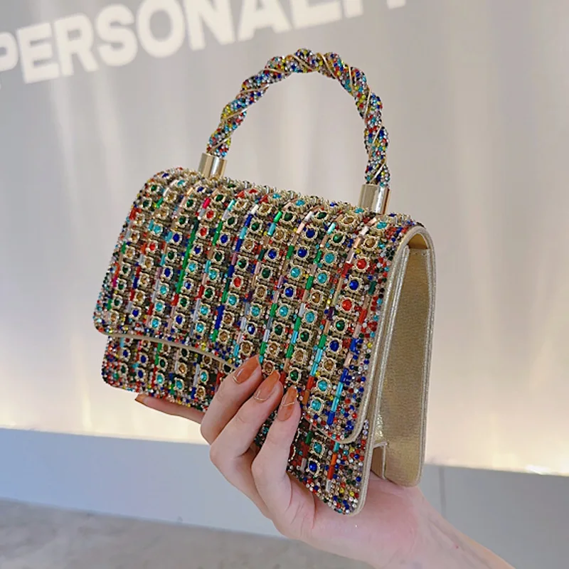 Dazzling High-End Custom Evening Bag for Women, Niche Design Small Square Purse, New Fashion Single Shoulder Crossbody Handbag