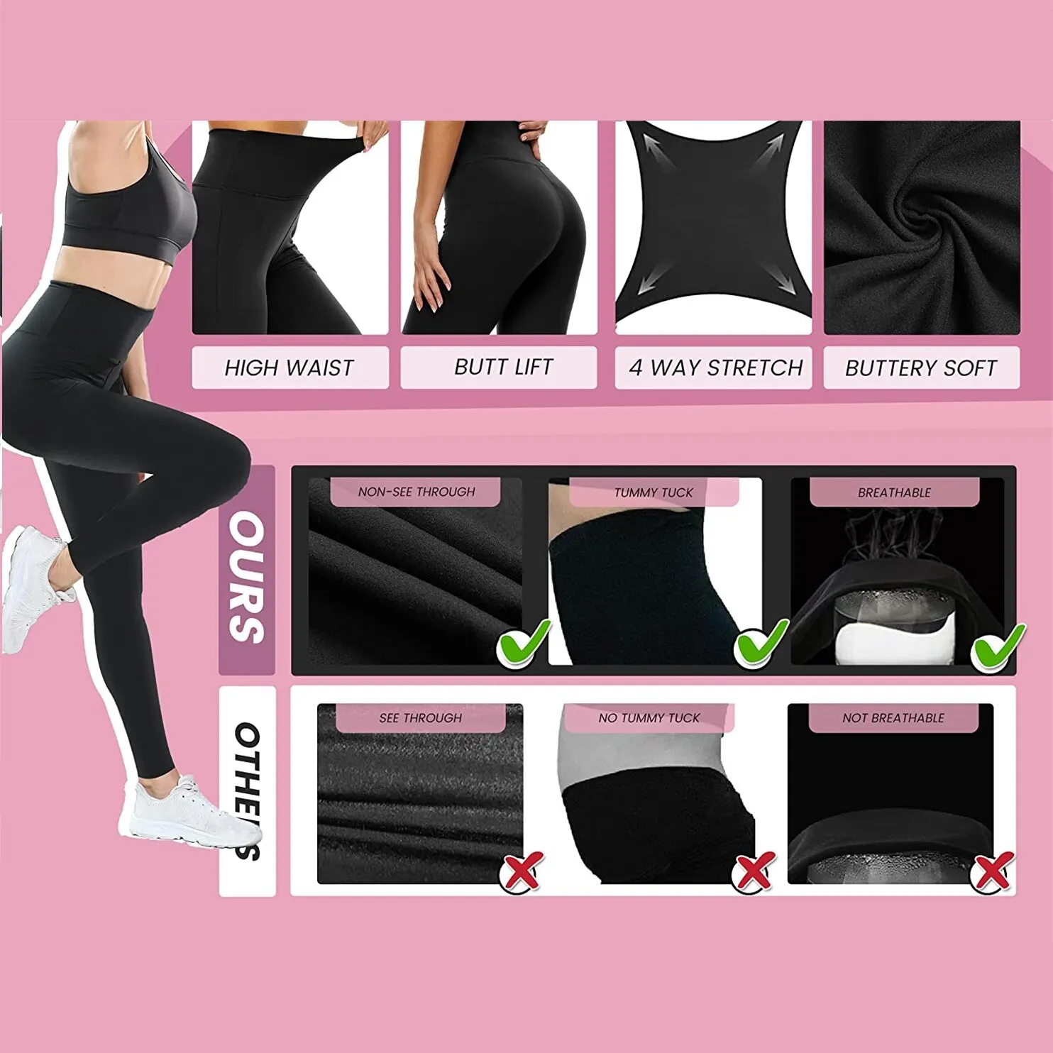 Women Sport Leggings Fitness Running High Waist Naked Feeling Push Up Yoga Pants Gym Girl Tights - Image 4