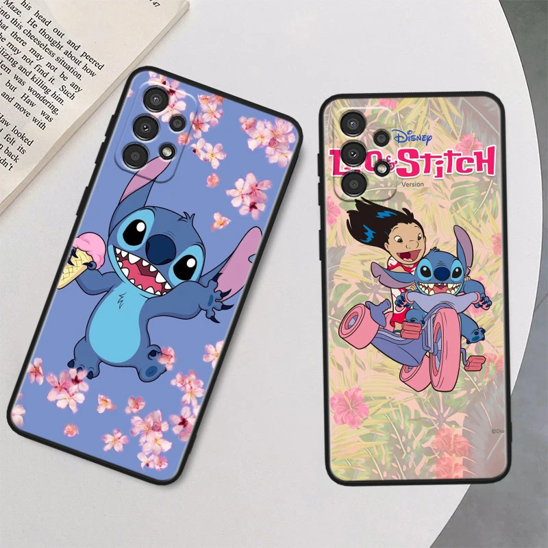 Disney Stitch Angie For Samsung Galaxy A91 A81 A71 A51 A42 A31 A21S A12 A11 A04 S E A02S A01 Core Black Phone Case