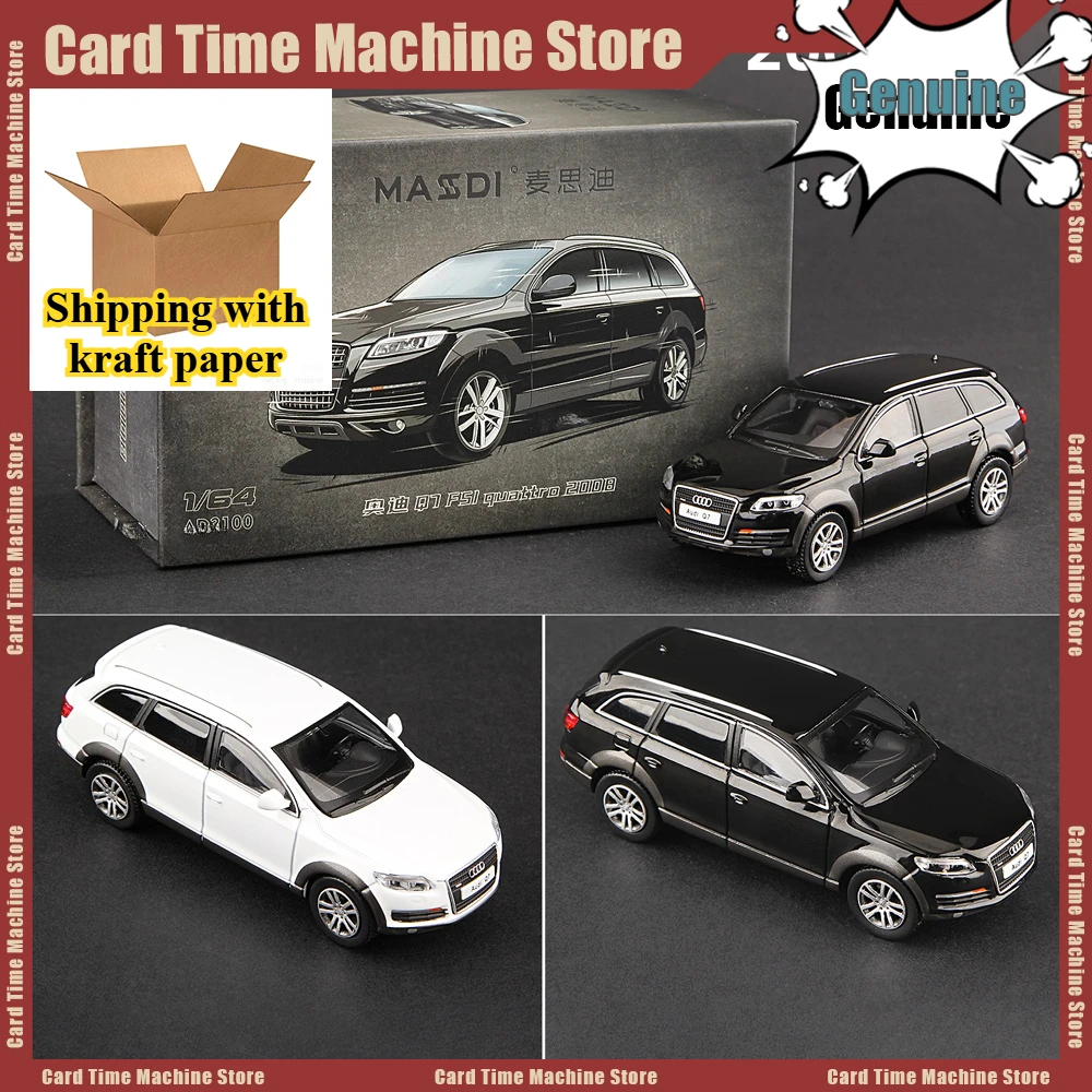 

MASSDI 1:64 Audi Q7 FSI Quattro Suv из сплава, миниатюрная литая под давлением модель Masdi Suv, модель автомобиля, серебристый, черный, белый цвет, игрушки, орнамент, подарок, новый