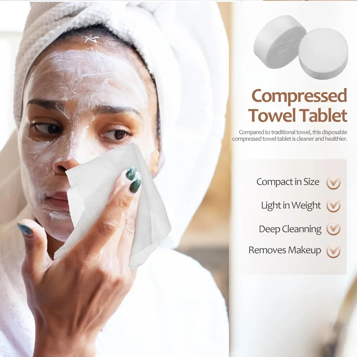 10-100pcs Compressed Towel Travel Outdoor Cotton Non-woven Towel Disposable Face Towel Tablet Cloth Wipes Tissue Makeup Cleaning image 6