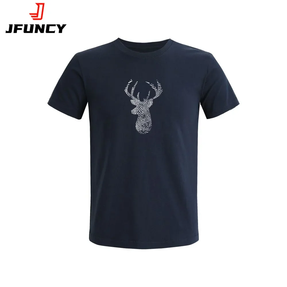 

Men's Oversize T-shirt 100% Cotton Mens Tshirt Men Short Sleeve Tee Fashion Man Tops Fingerprint Elk Graphic T Shirt Summer New