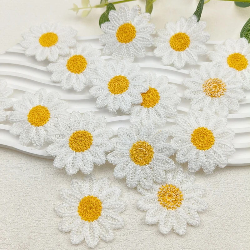20 Stück 5,2 cm Chrysanthemen-Stickerei-Blumenapplikationen für DIY-Stirnbänder, Haarspangen, Stoffnäharbeiten und Dekorationsaufnäher – Detail 4