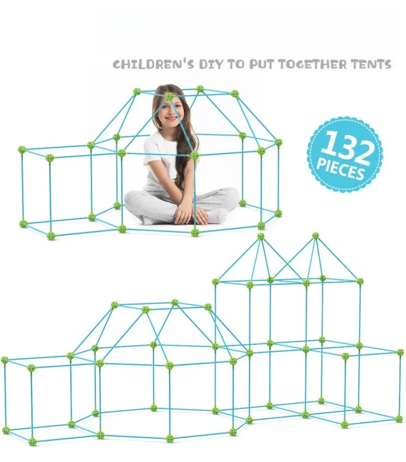 Children DIY Building Castle Beading Tent Toy Large Building Blocks Game House Indoor and Outdoor Toys for Kids Birthday Gift