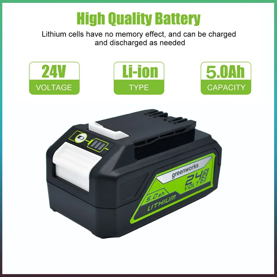 For Greenworks 24V 6.0Ah Lithium-ion Replacement Battery G24B2  ALL devices of 24V tools 29842 29852 BAG708 29322 21342