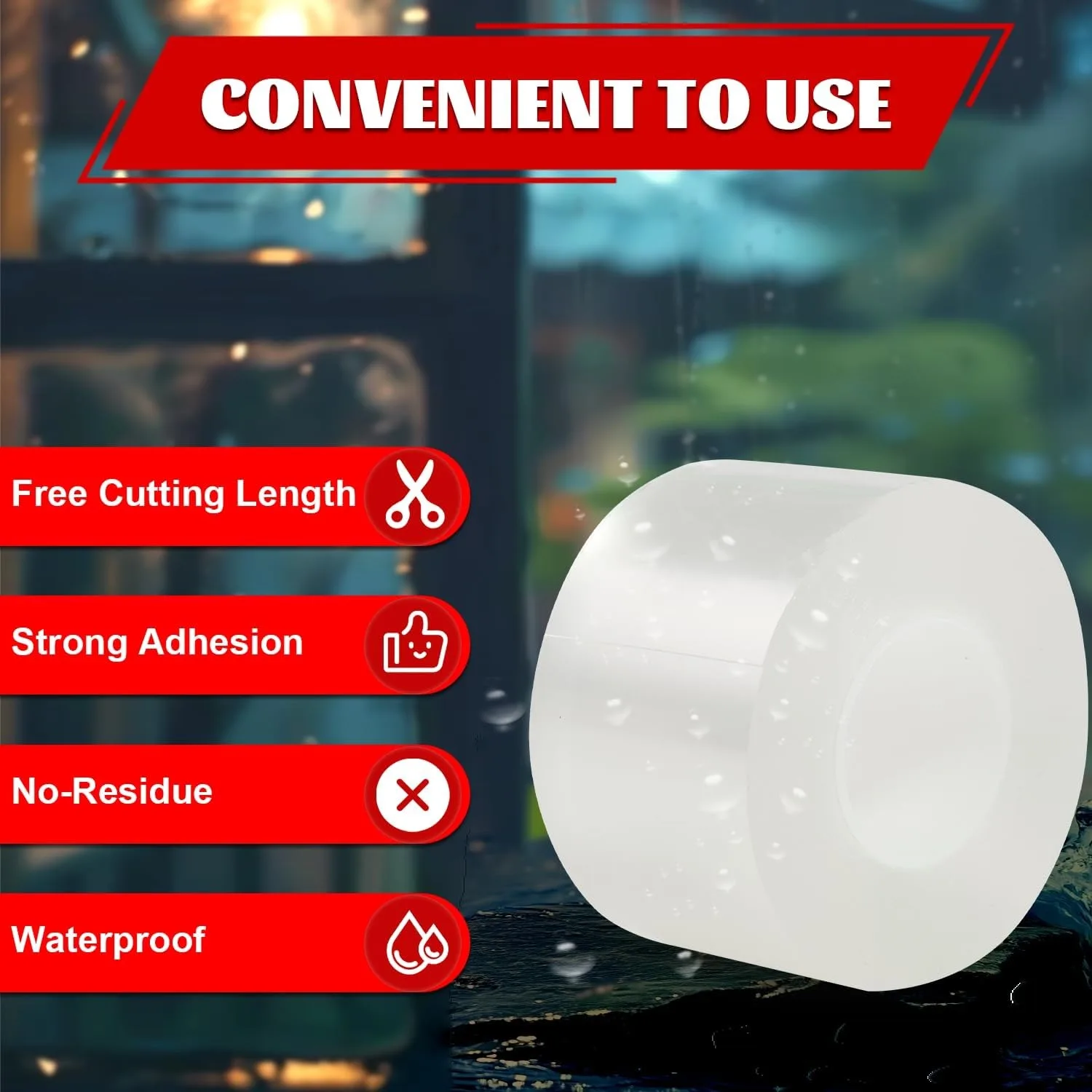 

Window Sealing Tape 2IN x 33 FT Draft Isolation No Residue Removable Adhesive Waterproof Windows Doors Shower Glass AC Units Ideal for Winter Seal & Summer Cold Air Loss
