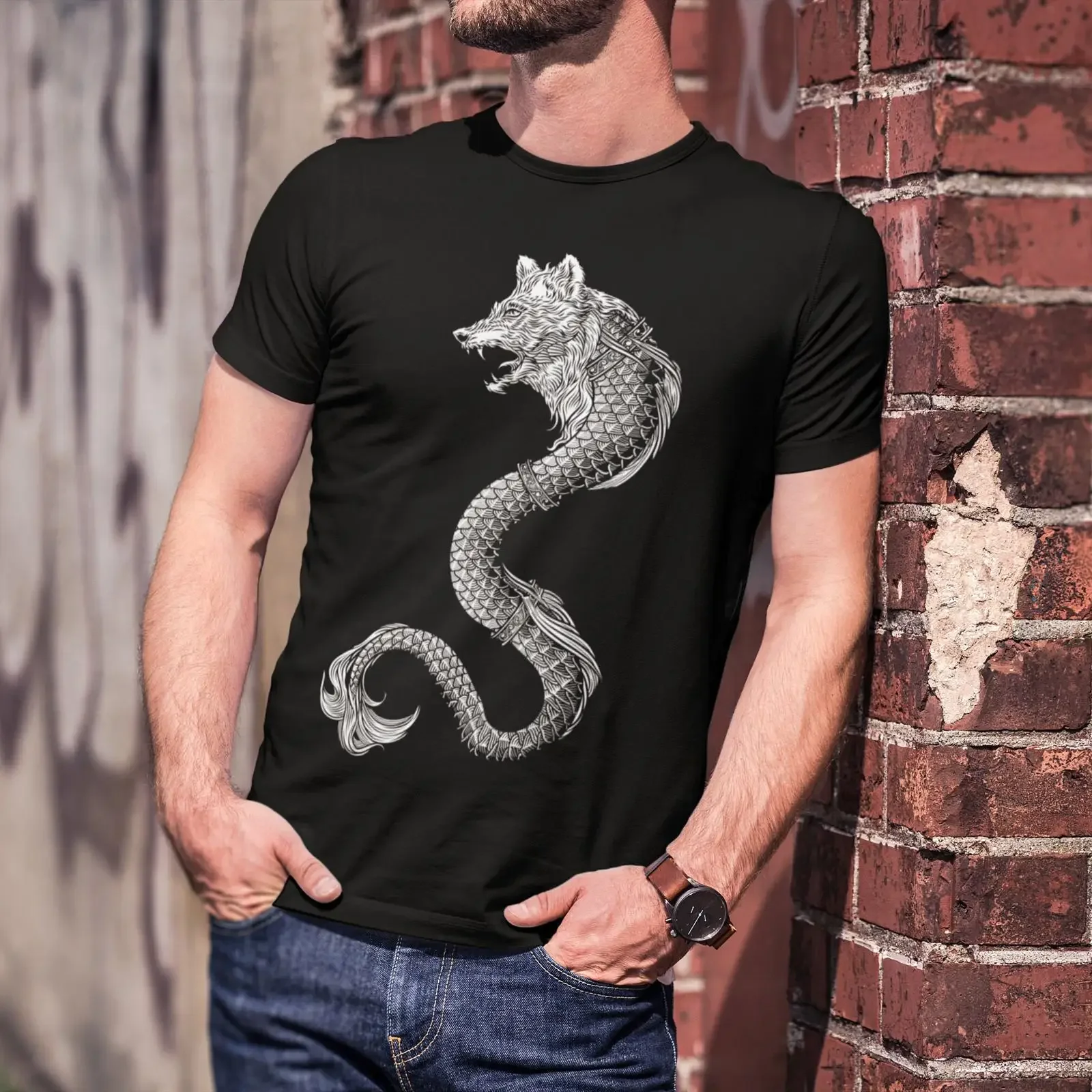 Dacian Wolf or Draco Romanian  T Shirt vintage Washed Top For Everyday Wear homme Stylish Slightly streetwear Stretched Unisex