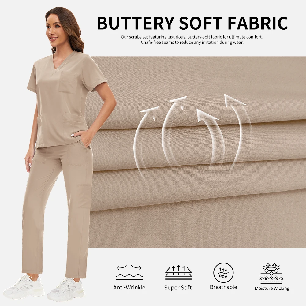 NiaaHinn Anestesista Uniforme de Enfermagem Terno Unissex Spa Roupas de Trabalho de Beleza Mulheres Conjunto Esfoliante Pet Clínica Médico Roupas de Trabalho