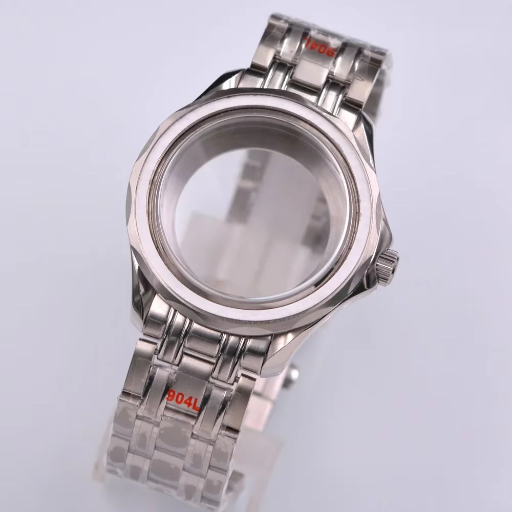 

41mm Watch Case Sapphire glass FIT Seiko NH34 NH35 NH36 PT5000 ETA2824 2836 Miyota 8205 8215 ST1612 Movement Steel Bracelet