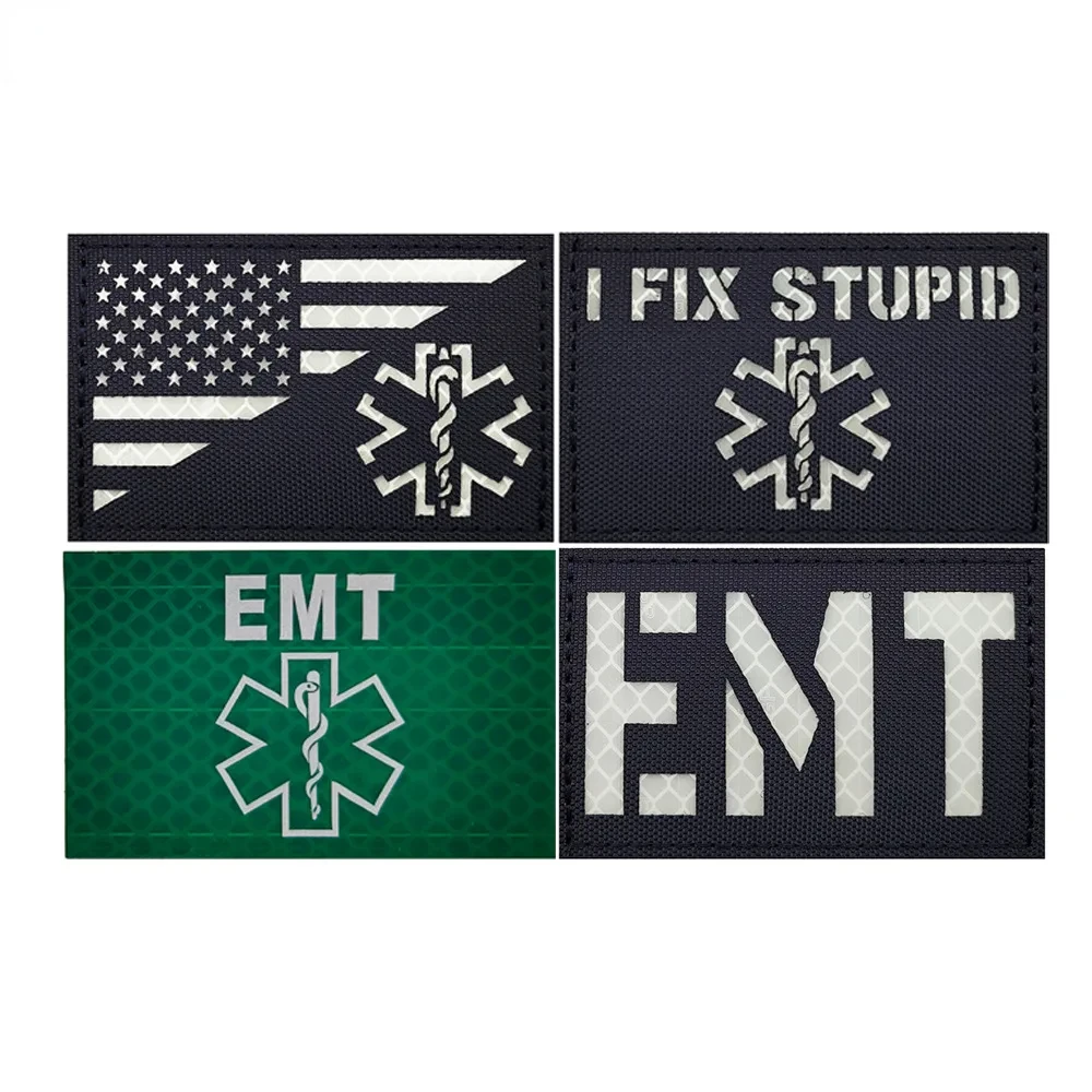 Infrarot reflektierende Sanitäter ems emt Rettung Patch Abzeichen Armband taktische Applikation Emblem DIY Patches für Kleidung Jacken Aufkleber