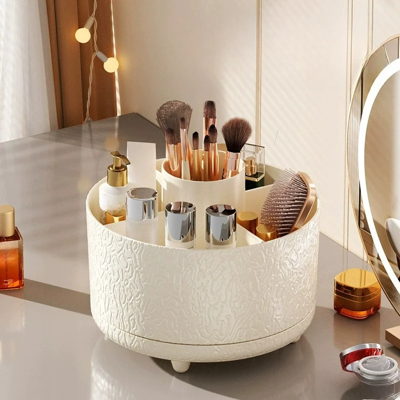 360° Rotating Makeup Tool Storage Box Desktop Organizer Cosmetic Brushes Holder Lipstick Eyebrow Pencil Holder Jewelry Container