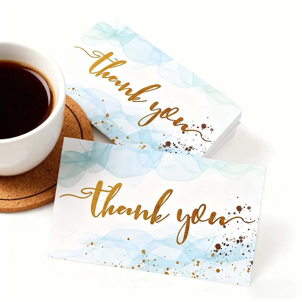 بطاقة تهنئة 50 قطعة بطاقات شكر التعبئة والتغليف ديكور حفل زفاف احتفالي دعوة الأعمال التسمية #1