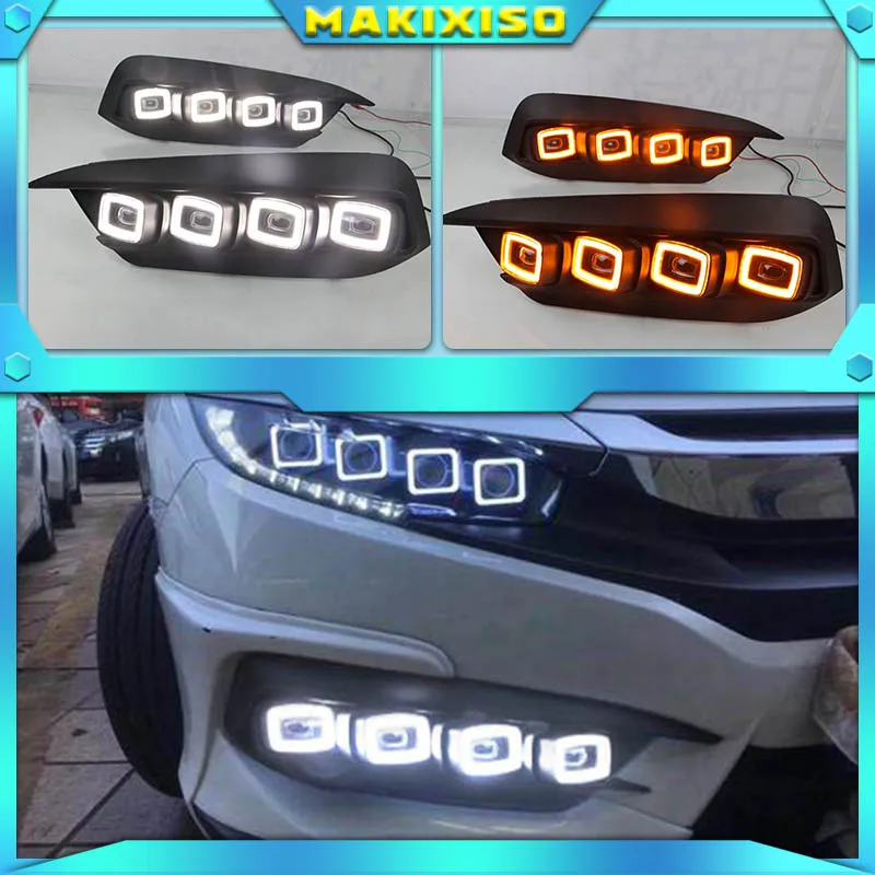 Latest design Flowing Turn Yellow Signal Function 12V Car DRL LED Daytime Running Light Daylight For Honda Civic 2017 2018