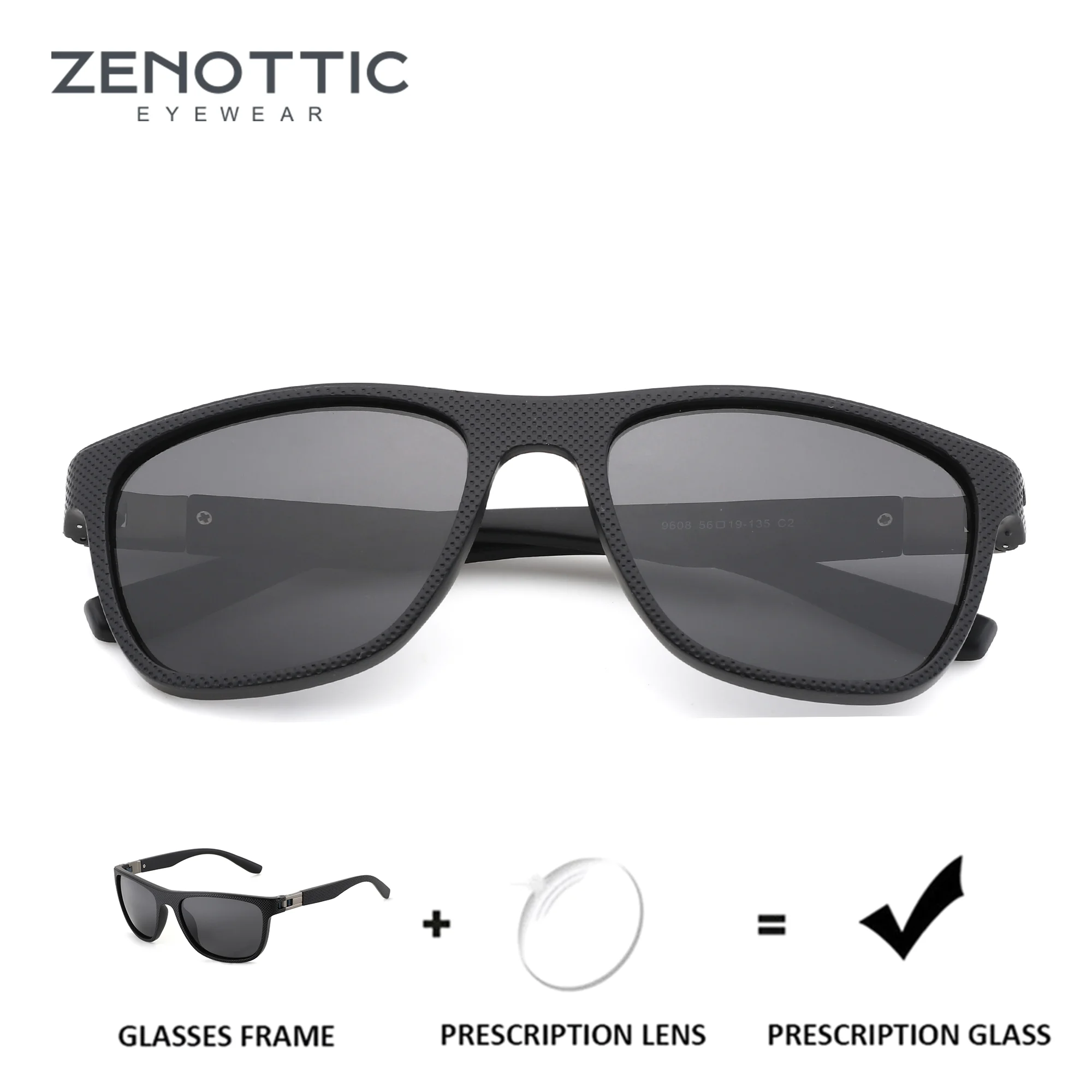 

ZENOTTIC(L Size)Sport Square TR90 Polarized Sunglasses Prescription For Men UV400 Protection Myopia Optical Sun Glasses