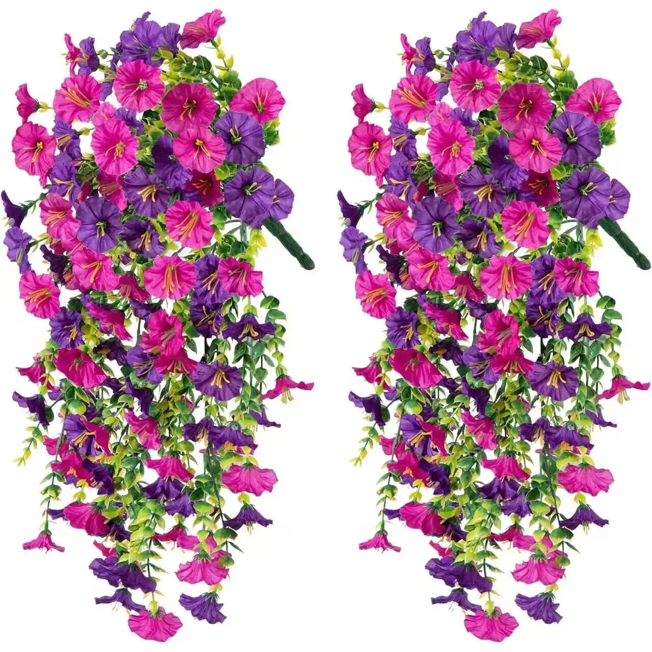 

2pcs UV-Resistant Artificial Morning Glory Eucalyptus Hanging Decor - Perfect for Home Garden Weddings Versatile Outdoor Decor